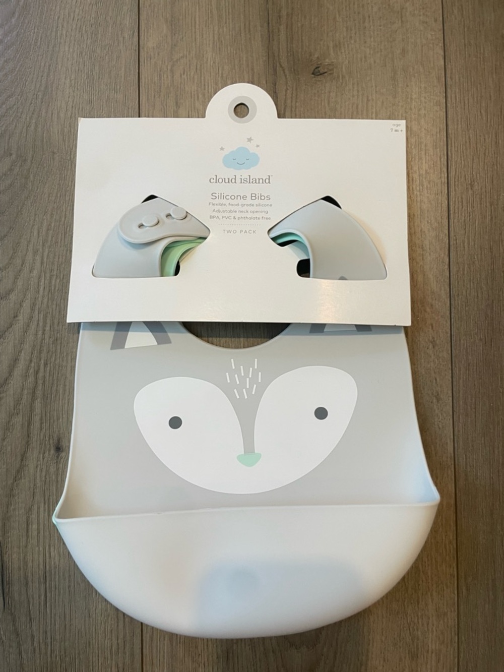 cloud island Mint Green Silicone Baby Bib with White Trim